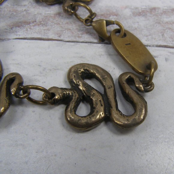 Robert Lee Morris for Elizabeth and james Snake Serpent Brass Bracelet Men 9" - Picture 5 of 7
